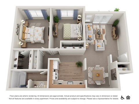 2 Bed 1 Bath Floor Plan at Veri at Timberhill, Corvallis